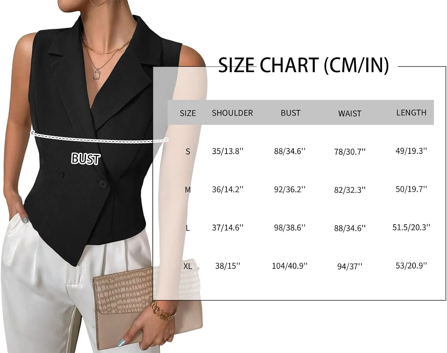 2025 Womens Sleeveless Blazer Vest Lightweight Cropped Double Breasted Casual Fashion Work Jacket