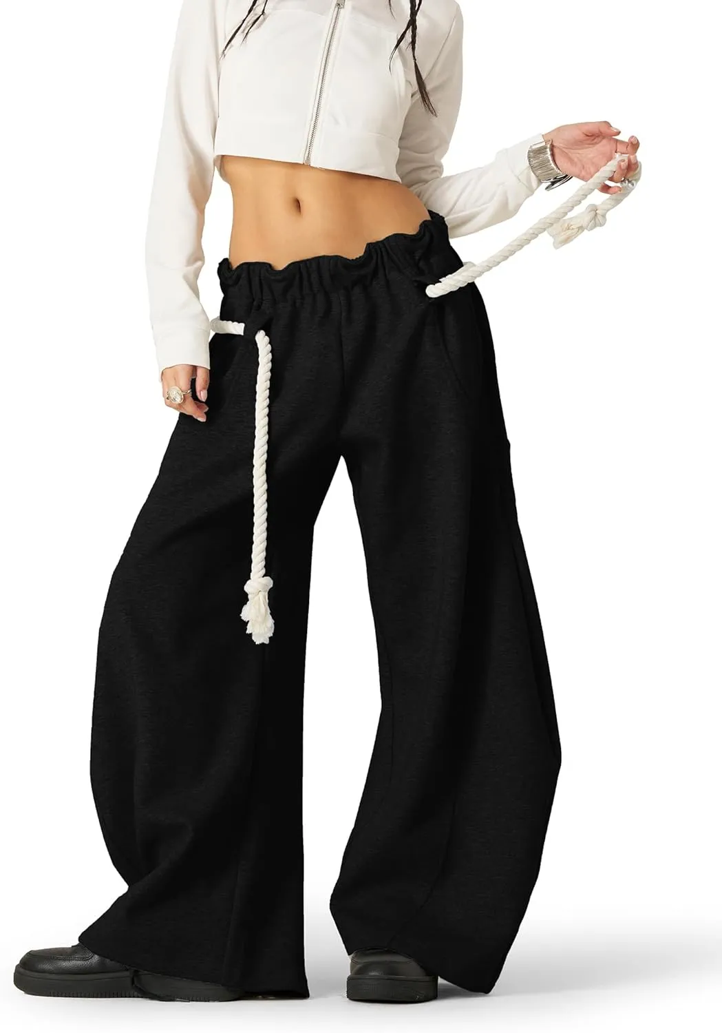Aelfric Eden Baggy Wide Leg Pants for Women Casual Elastic Waist Lantern Trouser Sweatpants