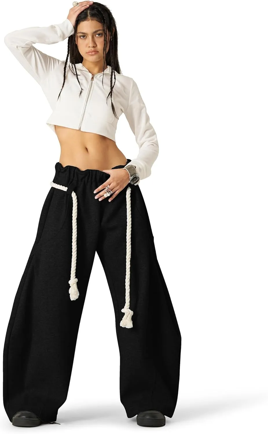 Aelfric Eden Baggy Wide Leg Pants for Women Casual Elastic Waist Lantern Trouser Sweatpants