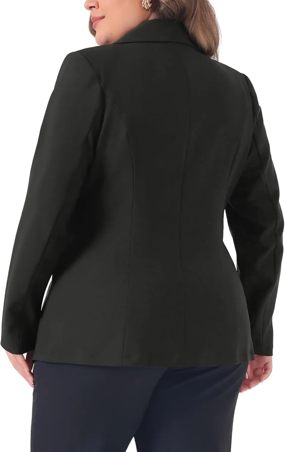 Agnes Orinda Plus Size Blazers for Women Notch Lapel Double Breasted Long Sleeve Office Work Blazer