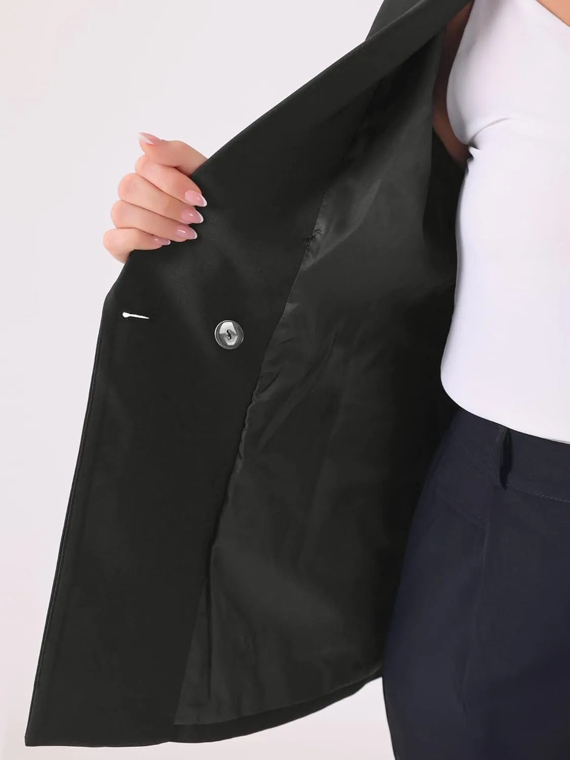 Agnes Orinda Plus Size Blazers for Women Notch Lapel Double Breasted Long Sleeve Office Work Blazer