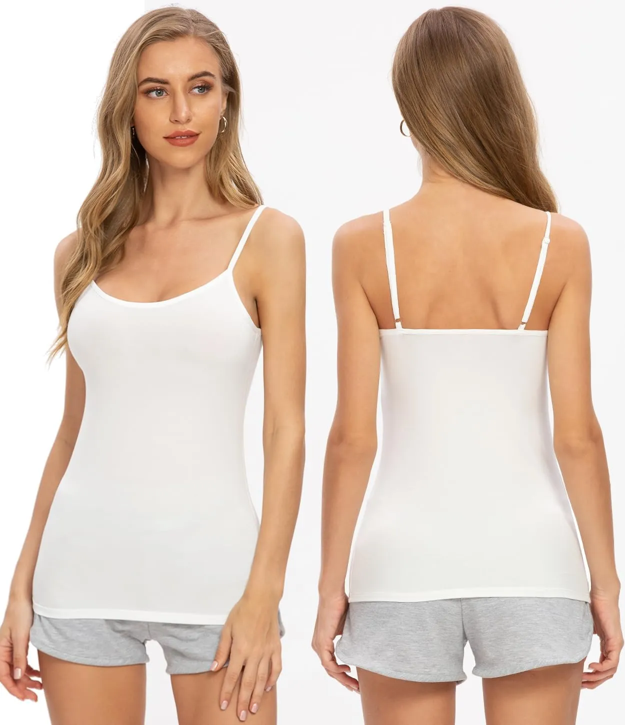 Air Curvey Women Camisole Tank Top Adjustable Straps Soft Basic Undershirts 2/4 Pack Layering Tops