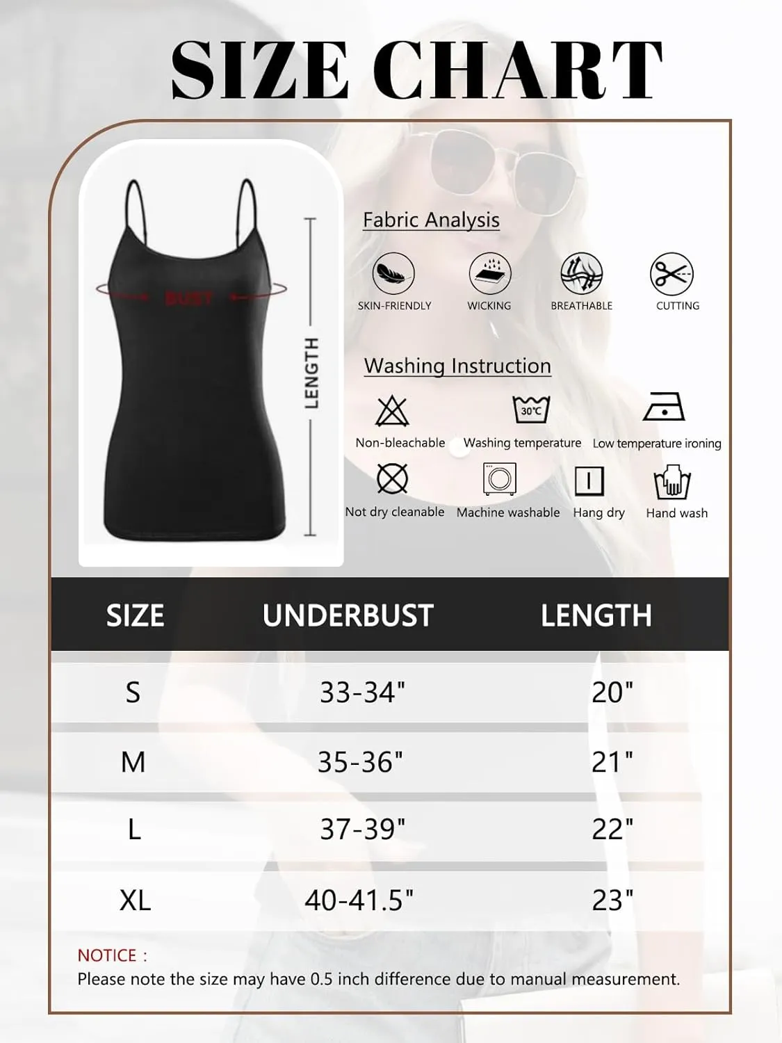 Air Curvey Women Camisole Tank Top Adjustable Straps Soft Basic Undershirts 2/4 Pack Layering Tops
