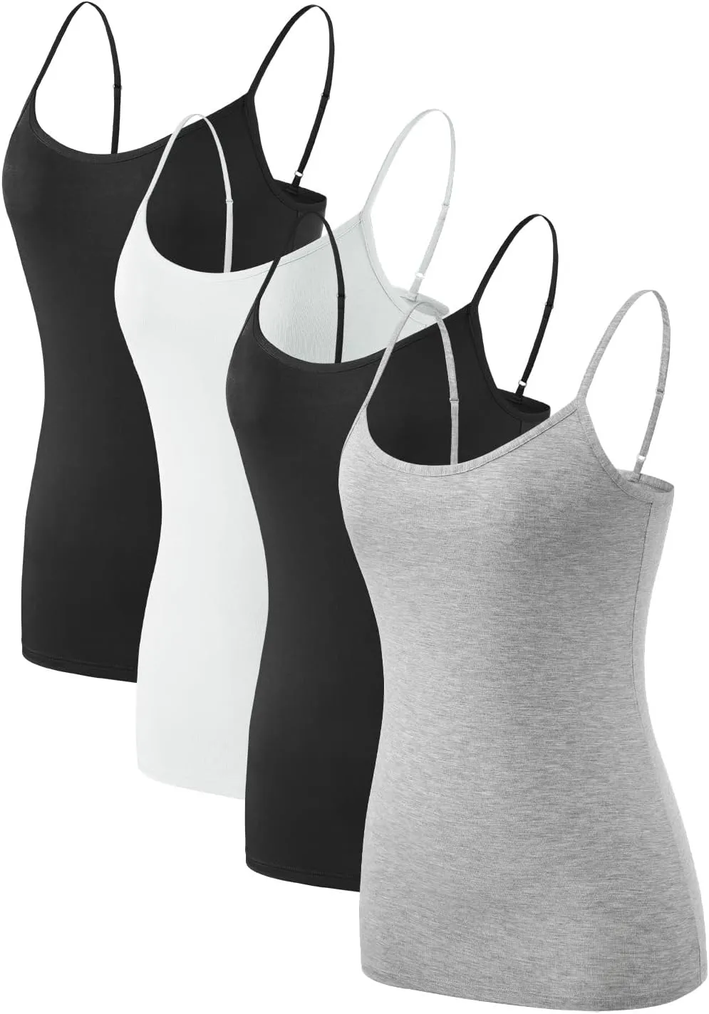 Air Curvey Women Camisole Tank Top Adjustable Straps Soft Basic Undershirts 2/4 Pack Layering Tops
