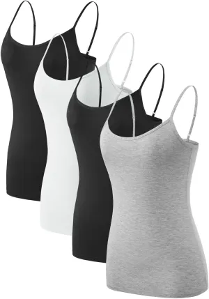 Air Curvey Women Camisole Tank Top Adjustable Straps Soft Basic Undershirts 2/4 Pack Layering Tops