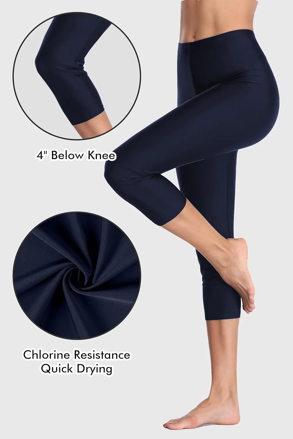 ALove Swim Pants for Women High Waisted Swimming Leggings Stretch Swim Capris Sporty Long Swim Board Shorts