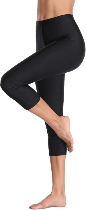 ALove Swim Pants for Women High Waisted Swimming Leggings Stretch Swim Capris Sporty Long Swim Board Shorts
