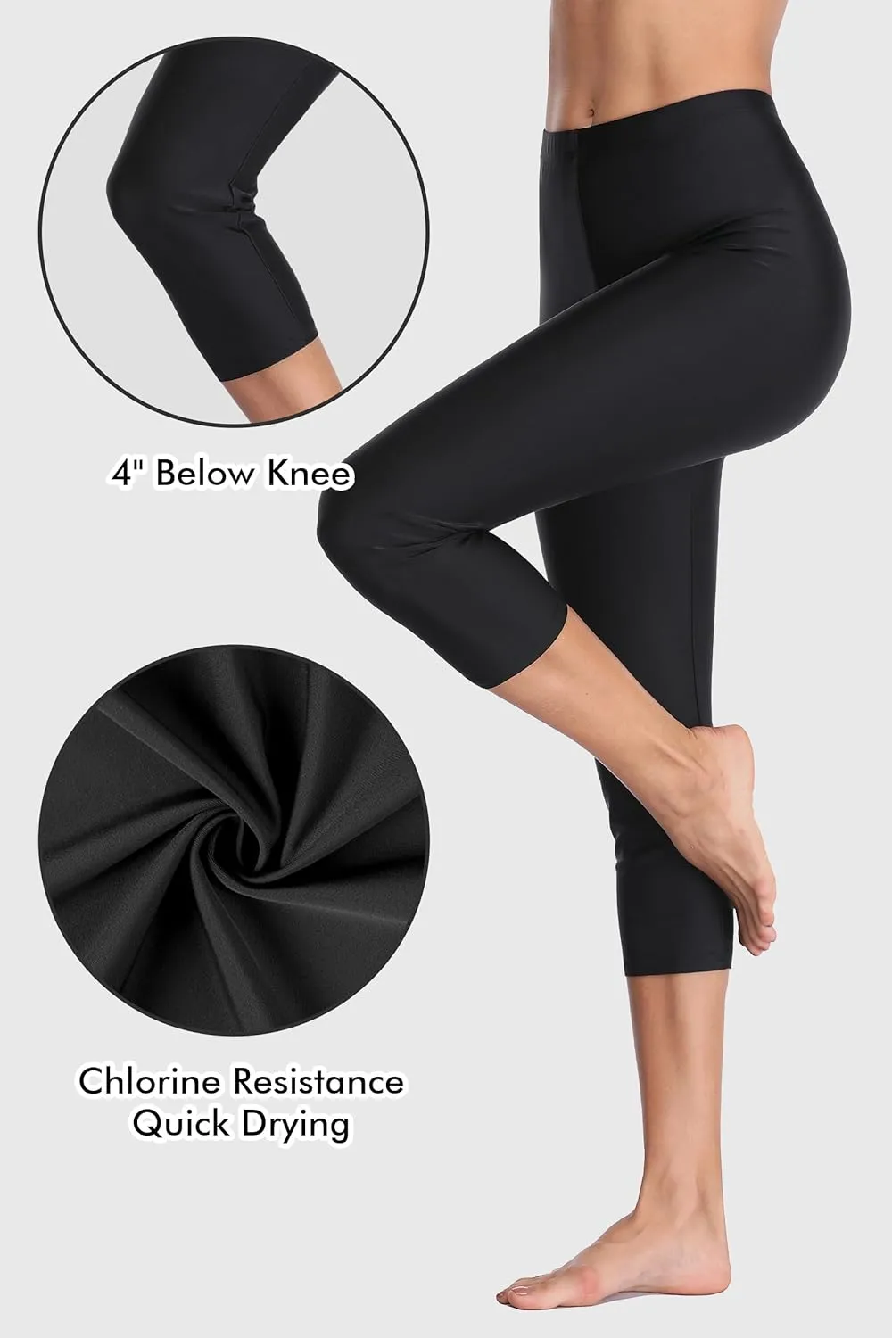 ALove Swim Pants for Women High Waisted Swimming Leggings Stretch Swim Capris Sporty Long Swim Board Shorts