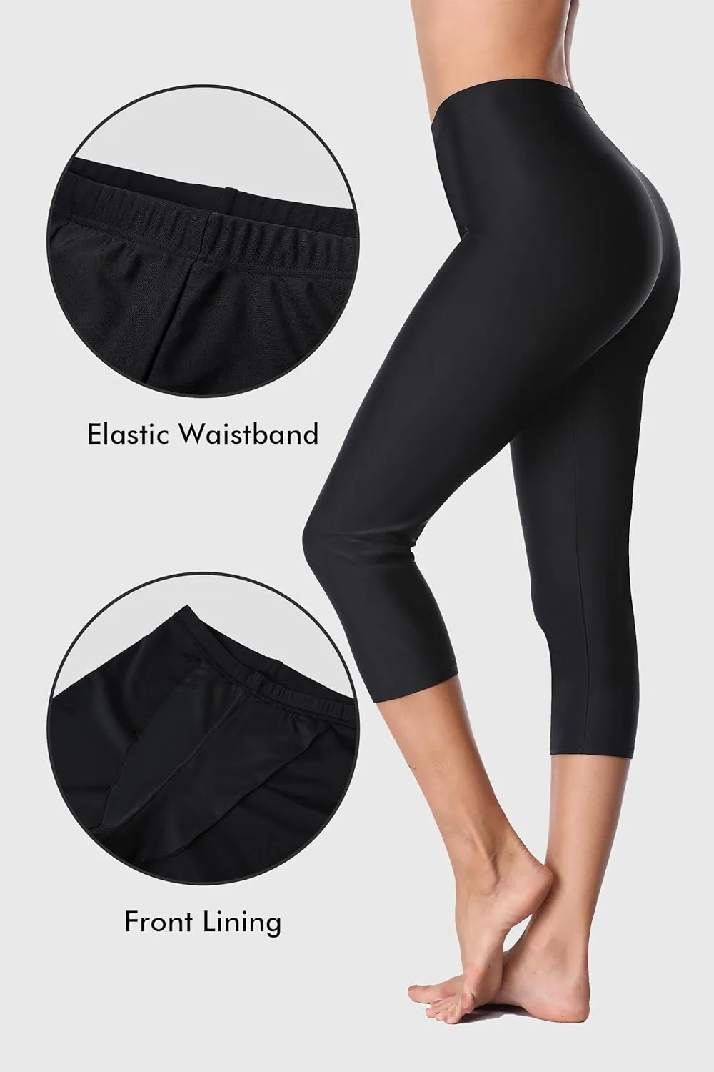 ALove Swim Pants for Women High Waisted Swimming Leggings Stretch Swim Capris Sporty Long Swim Board Shorts
