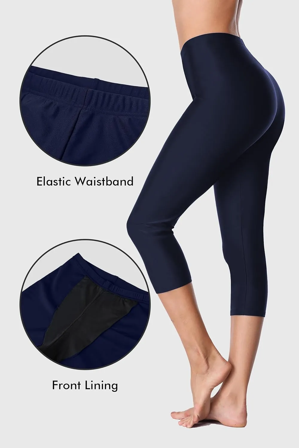 ALove Swim Pants for Women High Waisted Swimming Leggings Stretch Swim Capris Sporty Long Swim Board Shorts