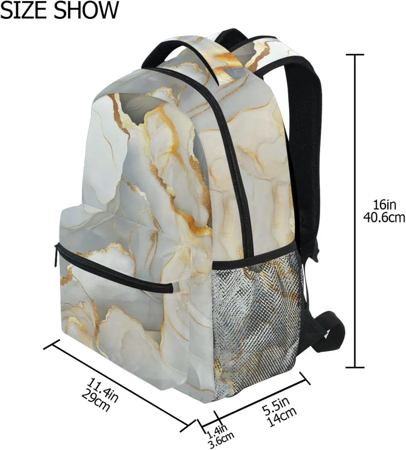 Backpacks for Teacher Nurse Waterproof Diaper Bag Backpack with Chest Strap Gift Men & Women Marble White Neutral