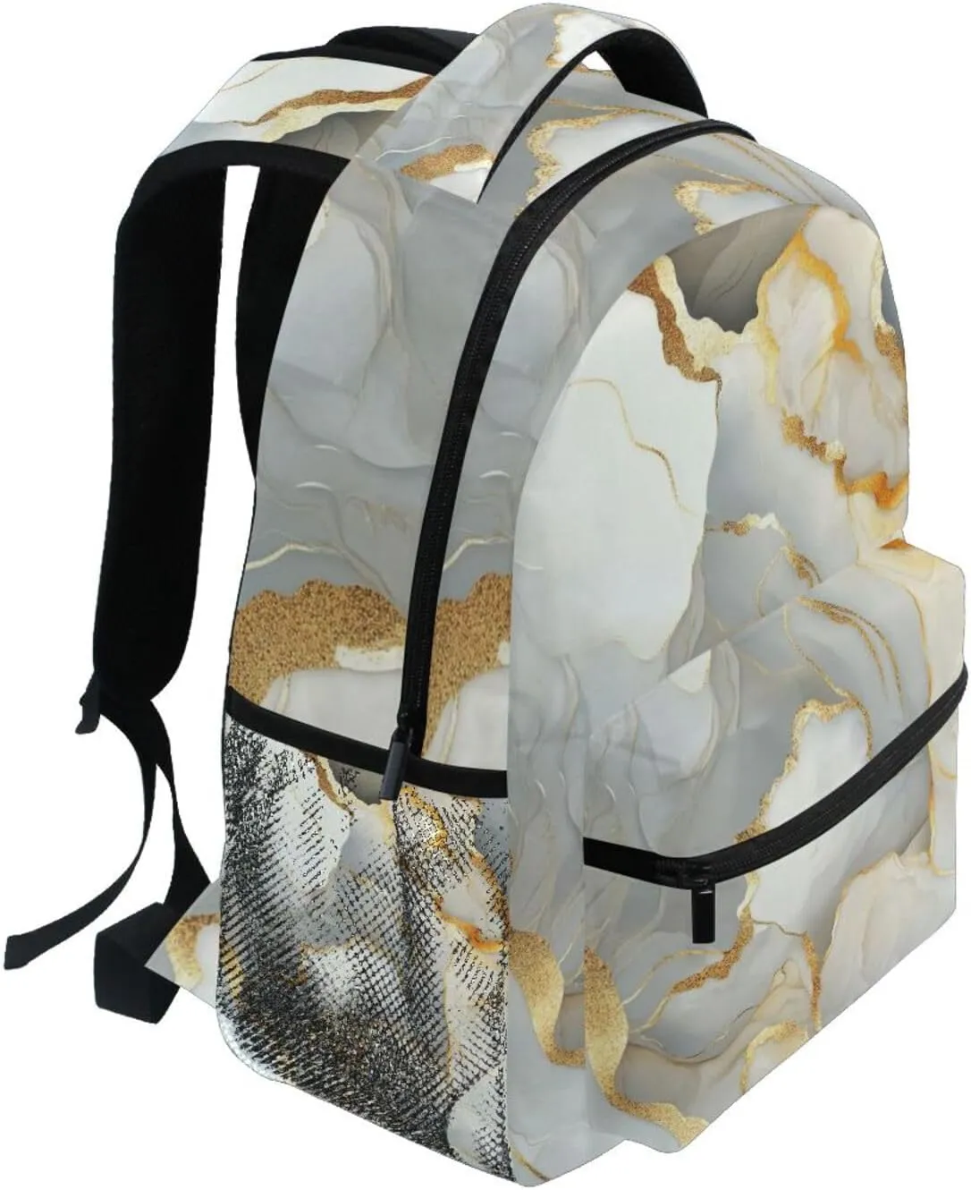 Backpacks for Teacher Nurse Waterproof Diaper Bag Backpack with Chest Strap Gift Men & Women Marble White Neutral