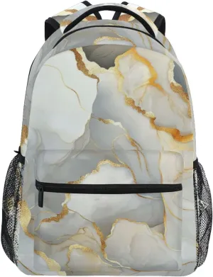 Backpacks for Teacher Nurse Waterproof Diaper Bag Backpack with Chest Strap Gift Men & Women Marble White Neutral