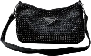 Black Rhinestone Clutch Purse for Women  2-in-1 Shoulder Bag with Chain Strap  Small Evening Handbag for Party & Night Out