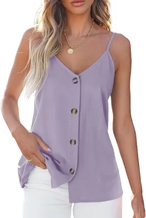 BLENCOT Women Summer Tank Tops Casual V Neck Strappy Loose Beach Sleeveless Shirts Blouses
