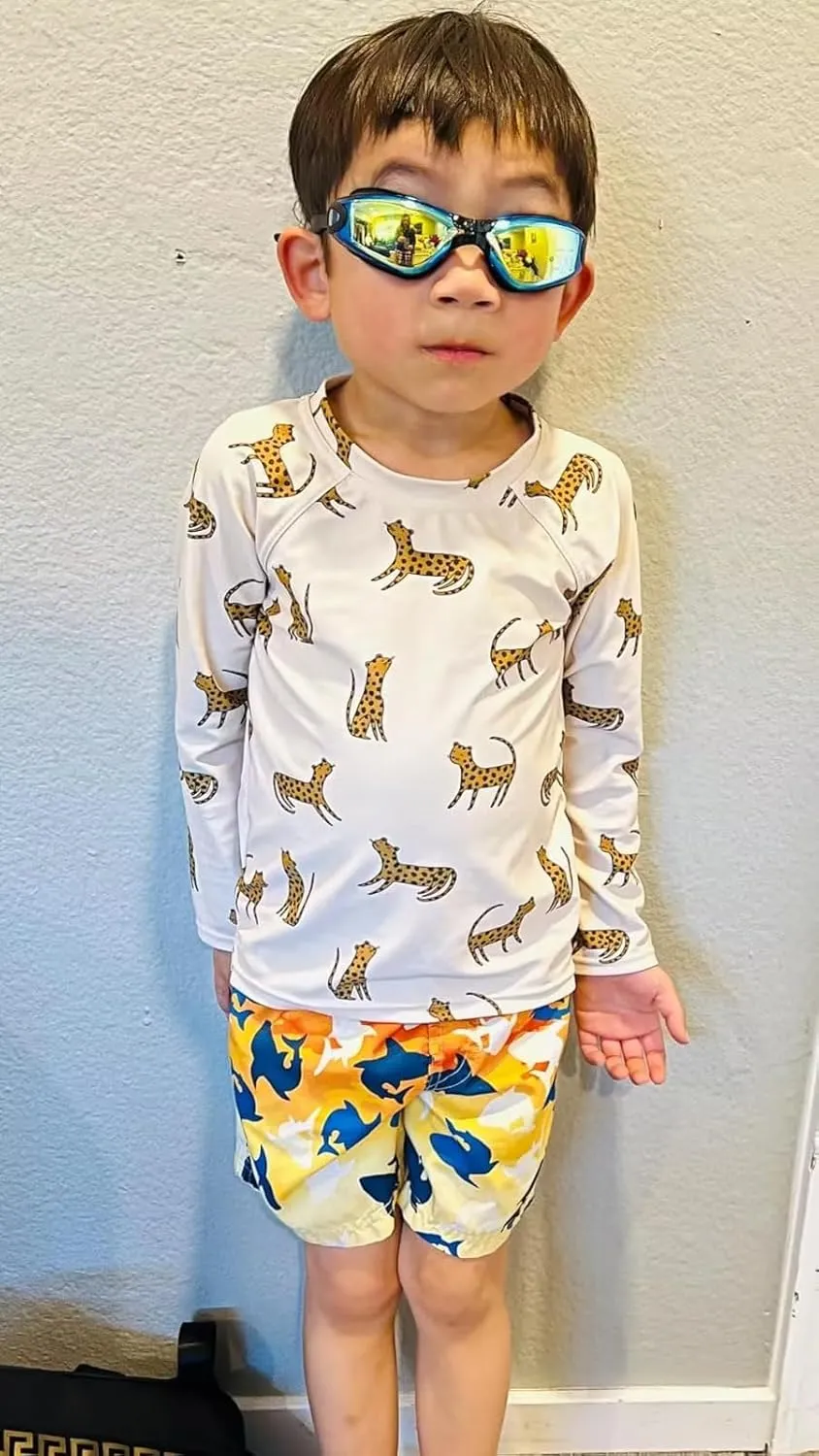 Boys and Girls Long Sleeve Rash Guard Shirt Neutral Swim Shirts