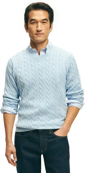 Brooks Brothers Men's Regular Fit Supima Cotton Long Sleeve Half-Zip Sweater, Light Blue/Blue, XX-Large