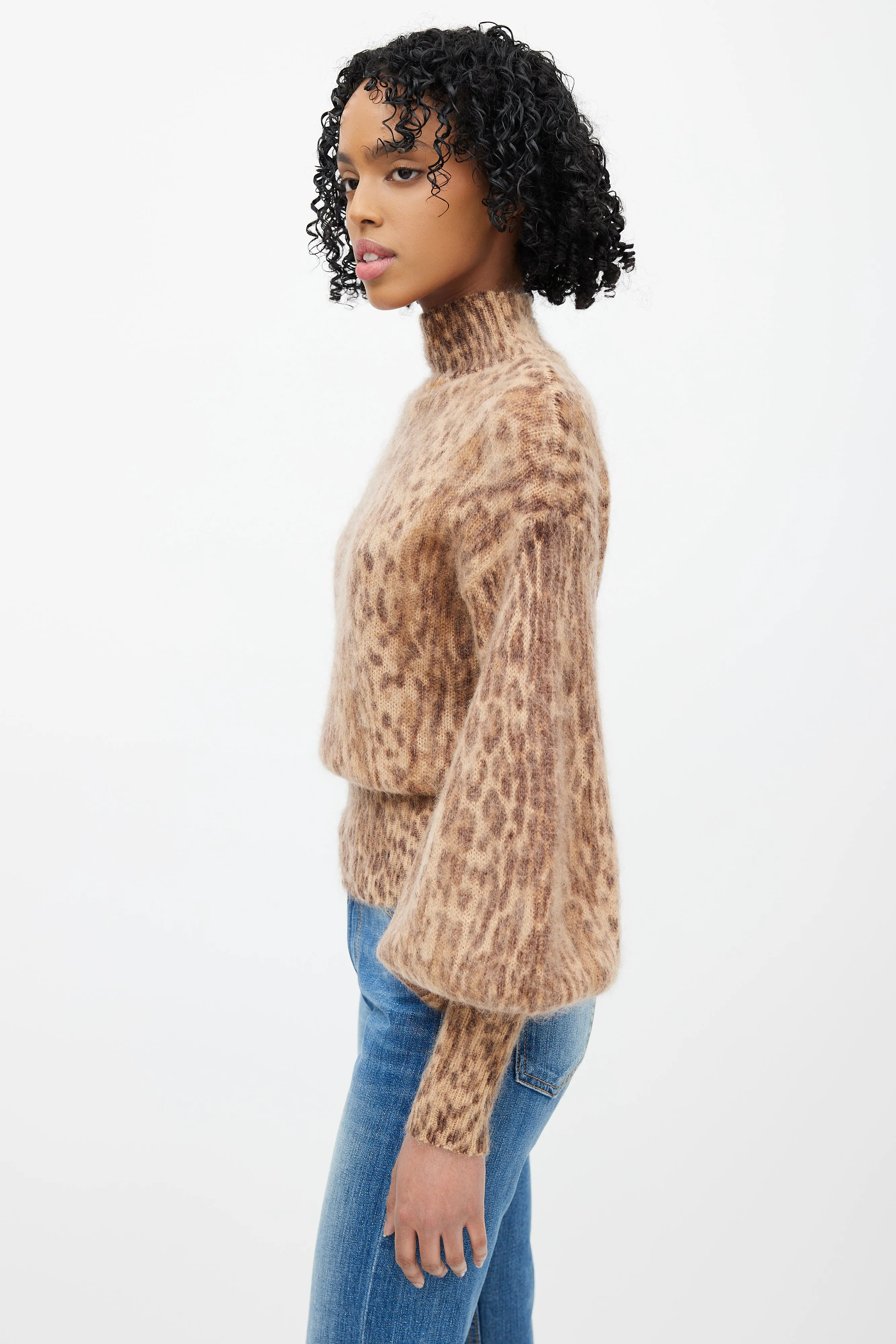 Brown Mohair Patterned Bell Sweater