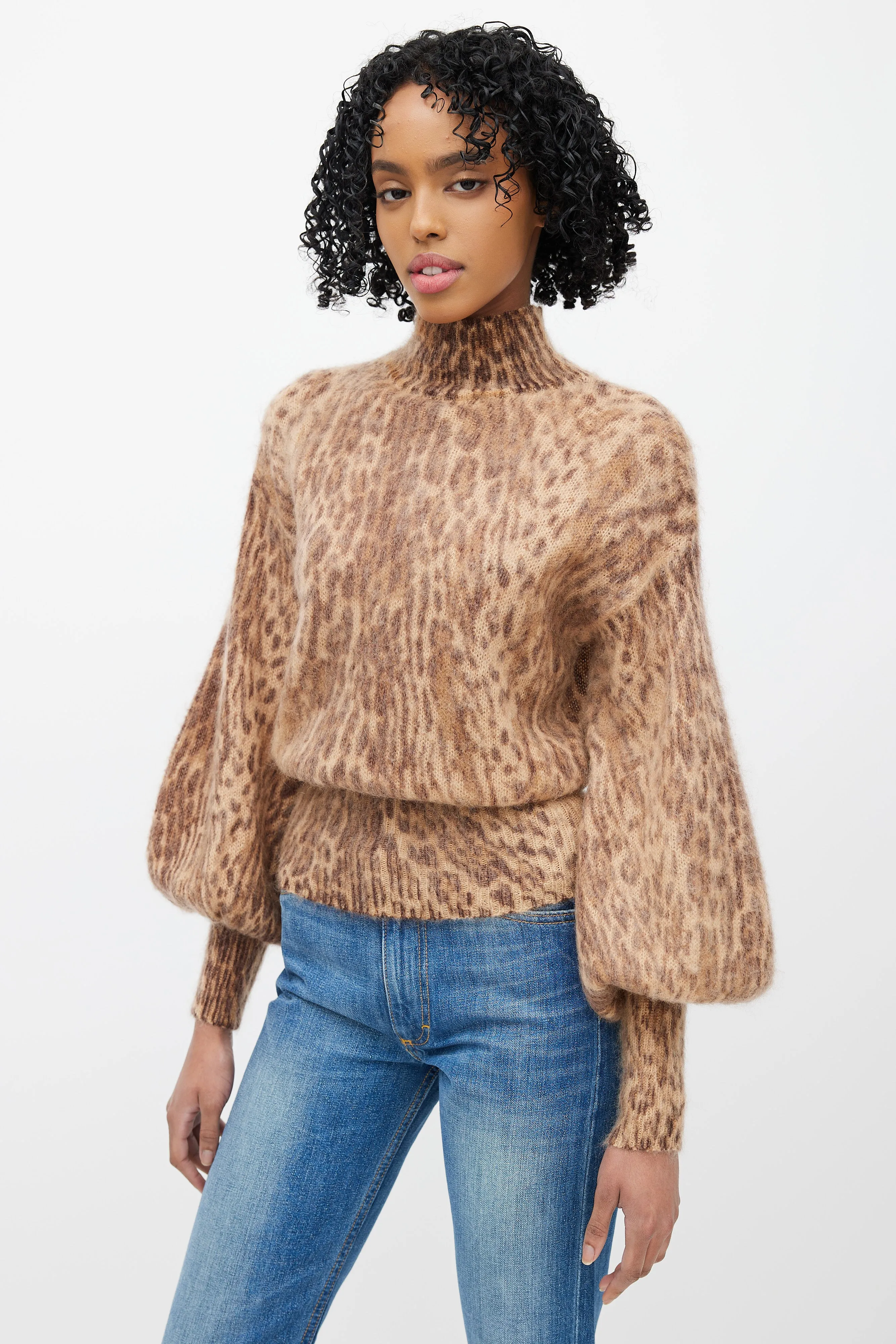 Brown Mohair Patterned Bell Sweater