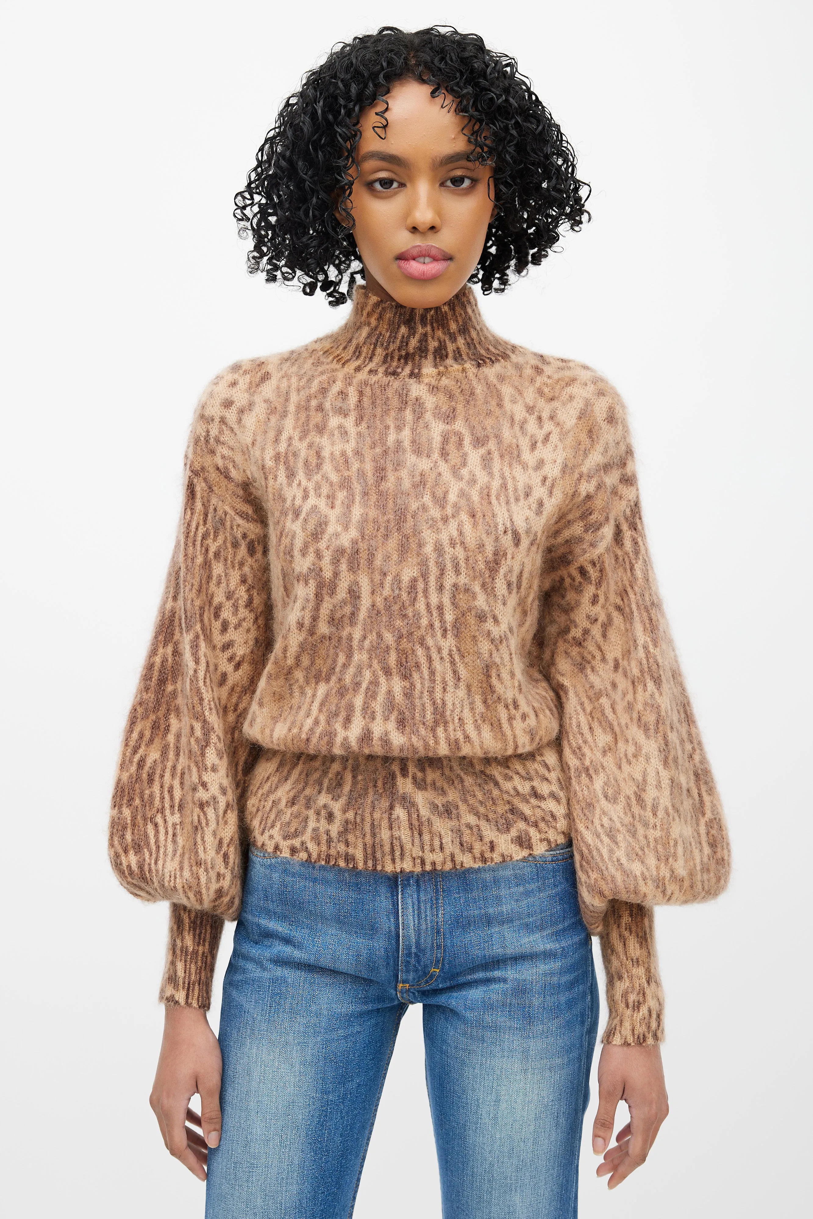 Brown Mohair Patterned Bell Sweater