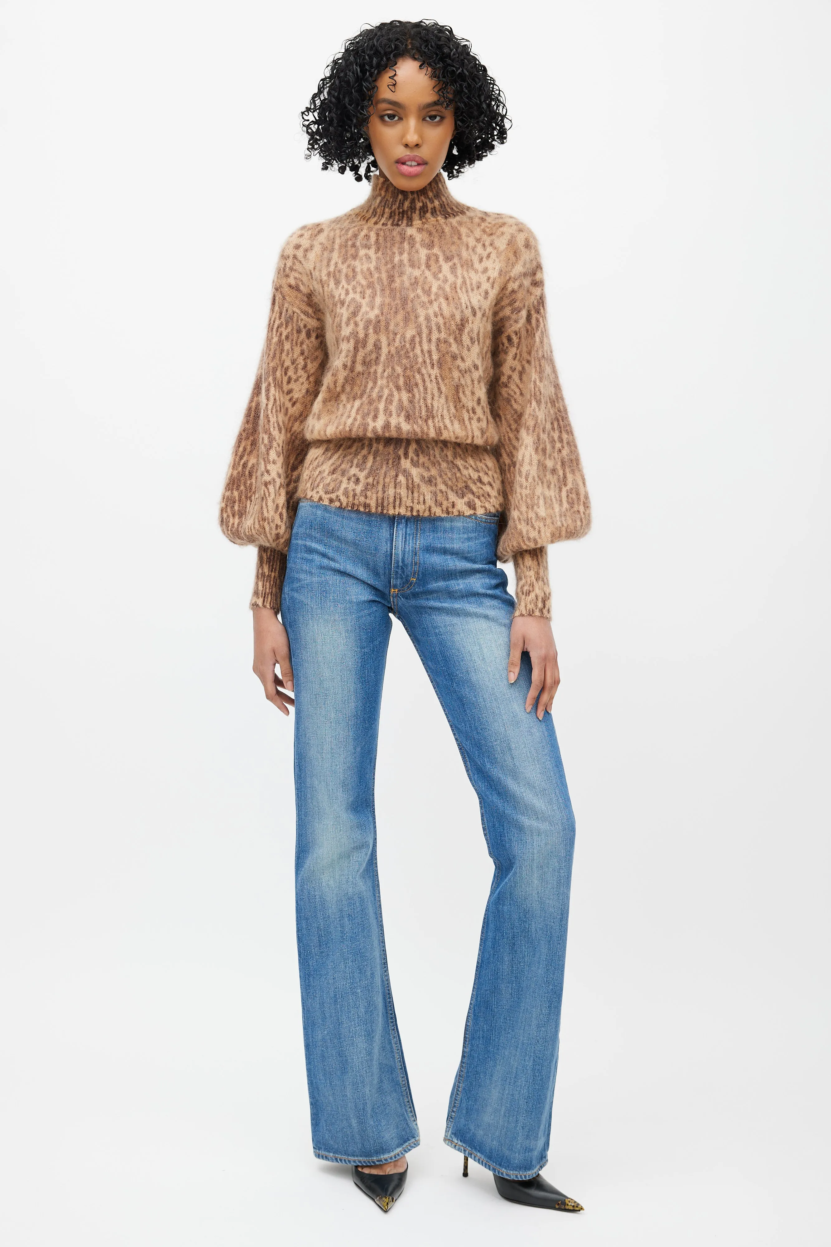Brown Mohair Patterned Bell Sweater