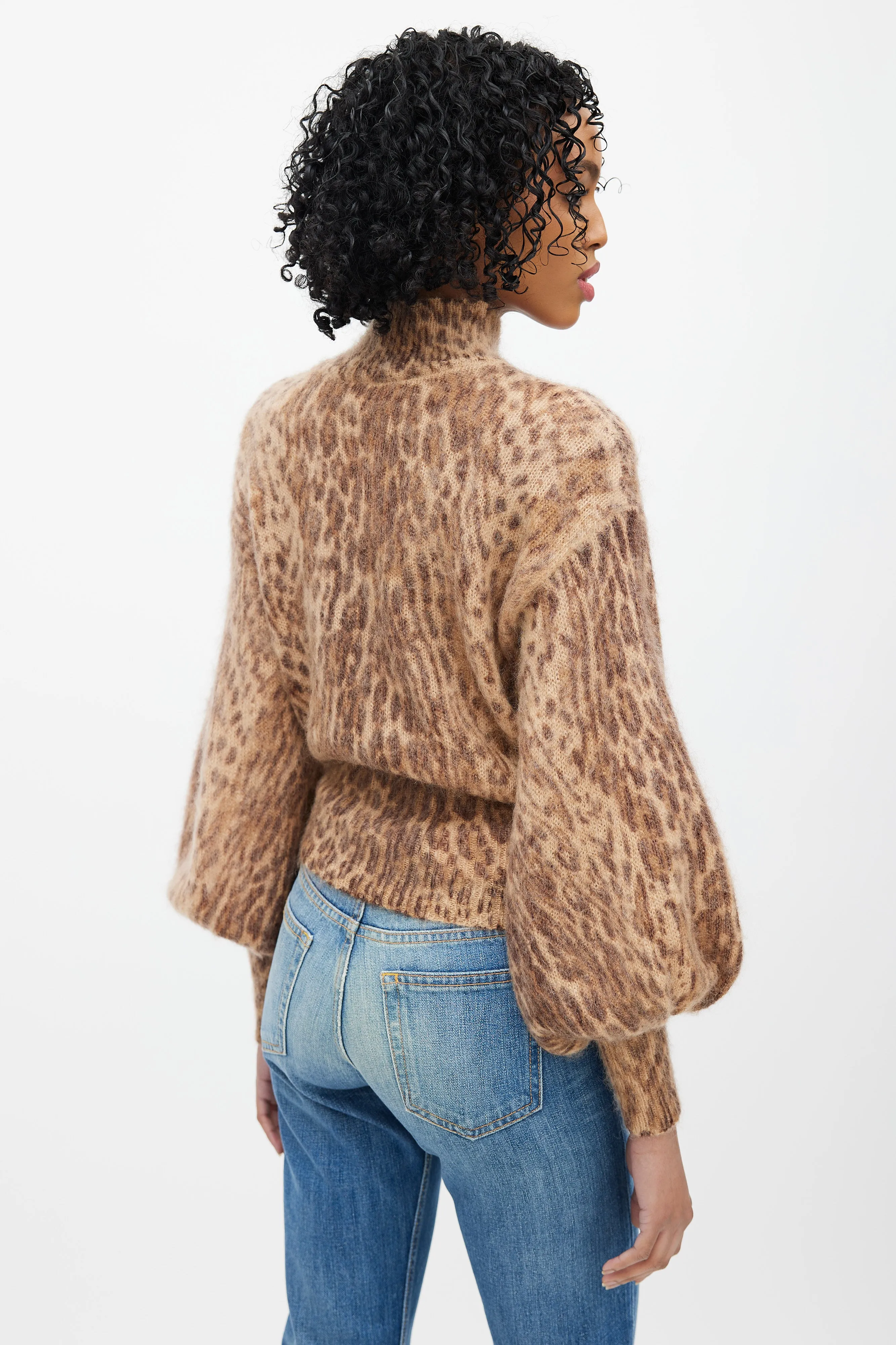 Brown Mohair Patterned Bell Sweater