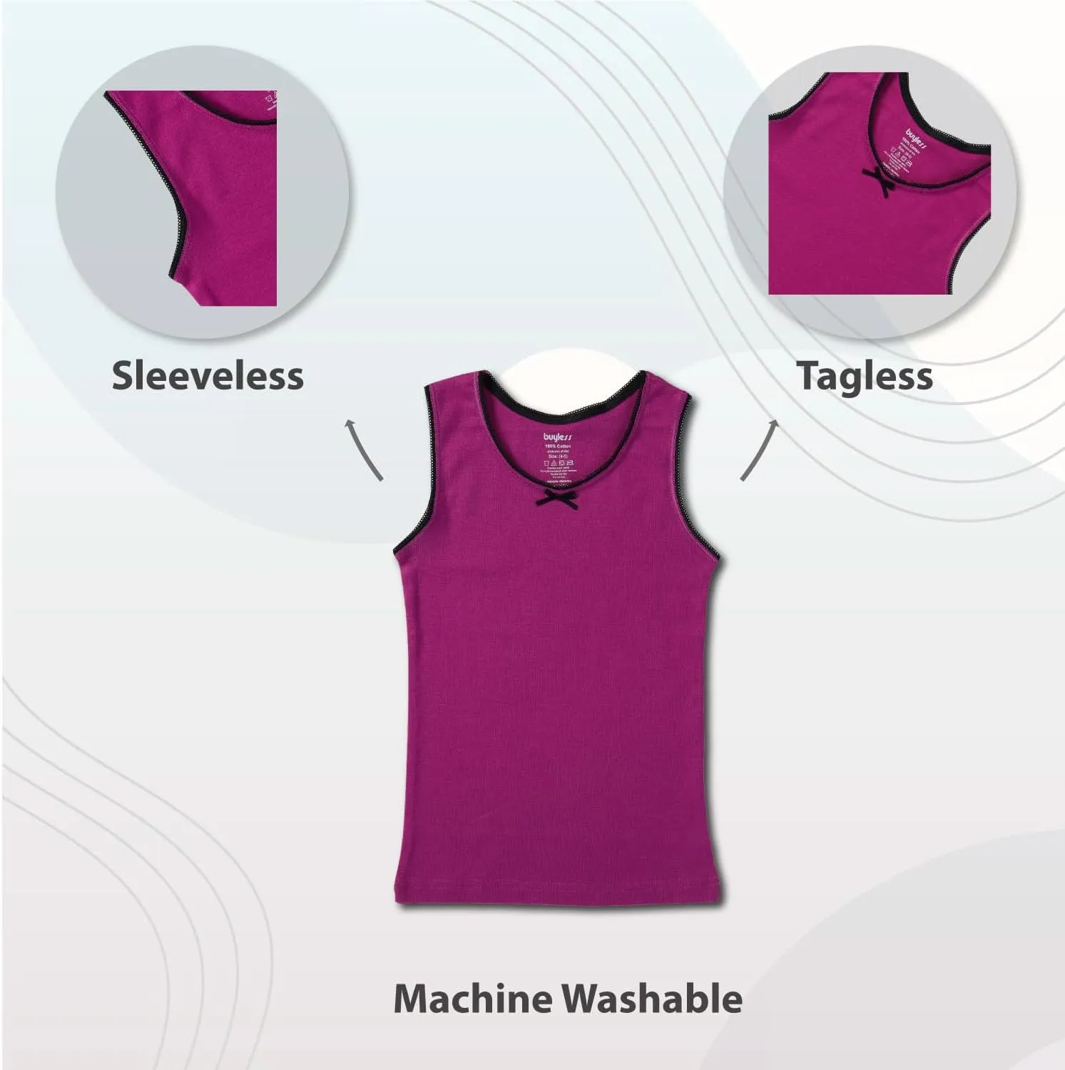 Buyless Fashion Girls Tank Tops - Sleeveless Cami Tanks Cotton Undershirts for Dance Gymnastics, Kids & Toddler Size (6 Pack)