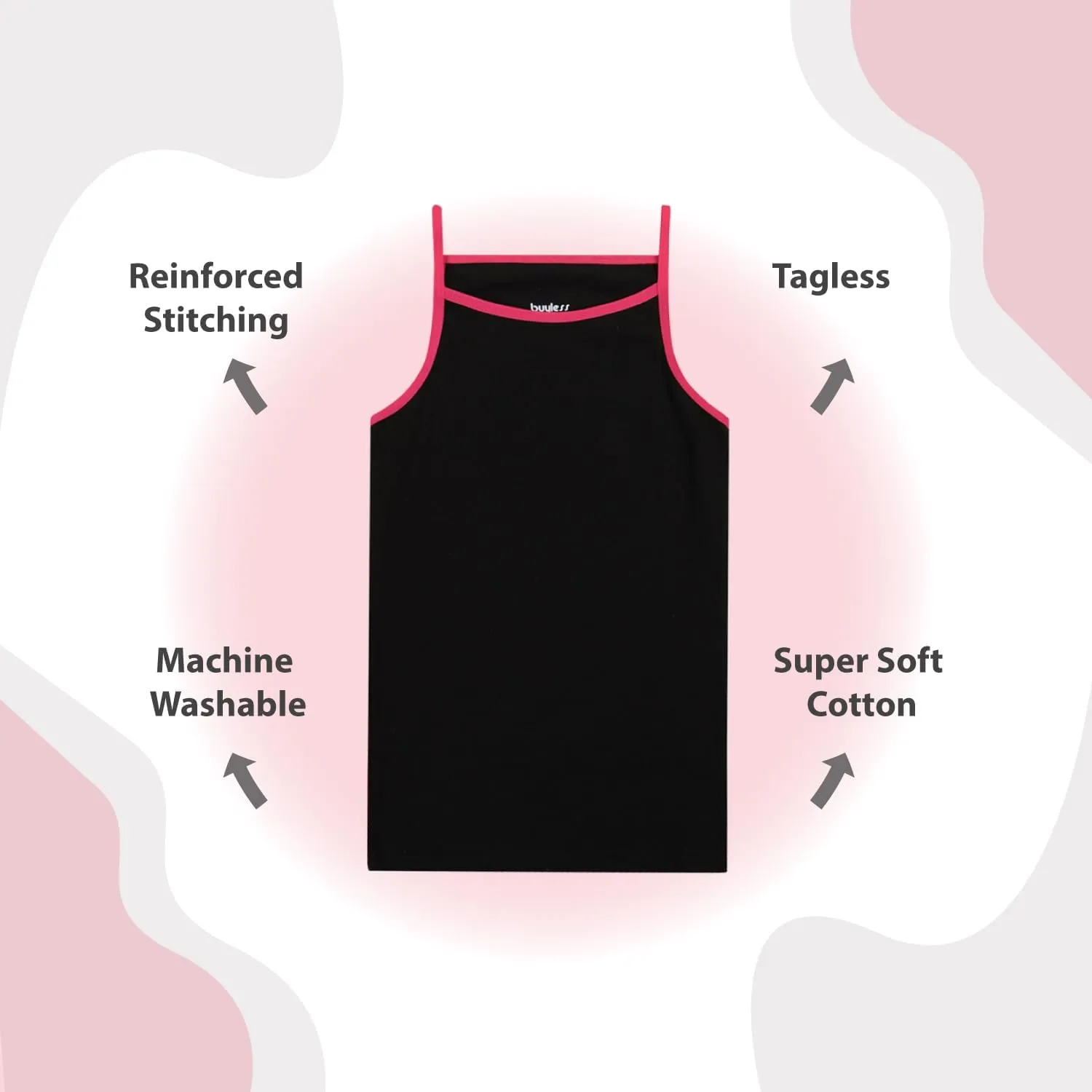 Buyless Fashion Girls Tank Tops - Sleeveless Cami Tanks Cotton Undershirts for Dance Gymnastics, Kids & Toddler Size (6 Pack)