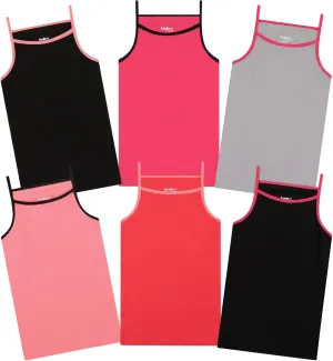 Buyless Fashion Girls Tank Tops - Sleeveless Cami Tanks Cotton Undershirts for Dance Gymnastics, Kids & Toddler Size (6 Pack)