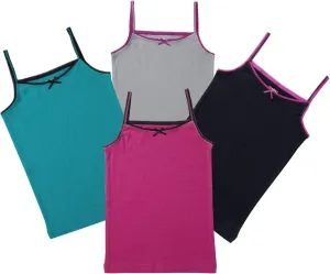 Buyless Fashion Tank Tops for Girls- Sleeveless Cami Tanks Cotton Undershirts for Dance Gymnastics Kids Toddler Size (4 Pack)