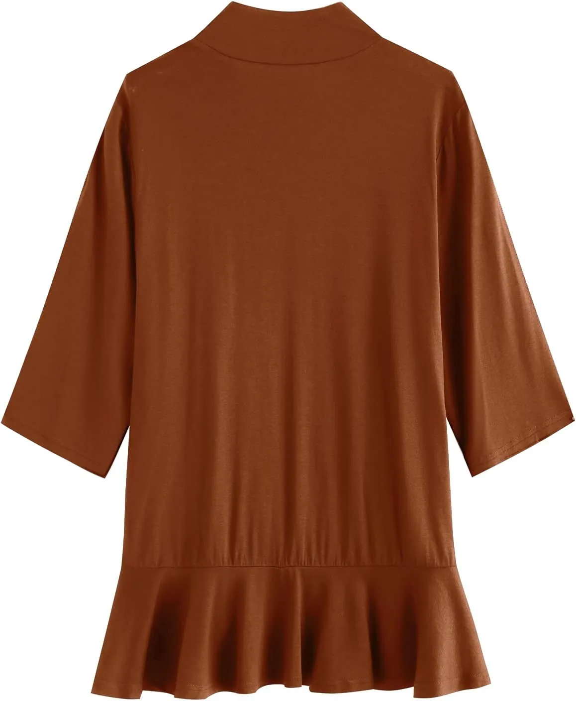CASURESS Women's Casual Lightweight Open Front Cardigans Soft Draped Ruffles 3/4 Sleeve Cardigan