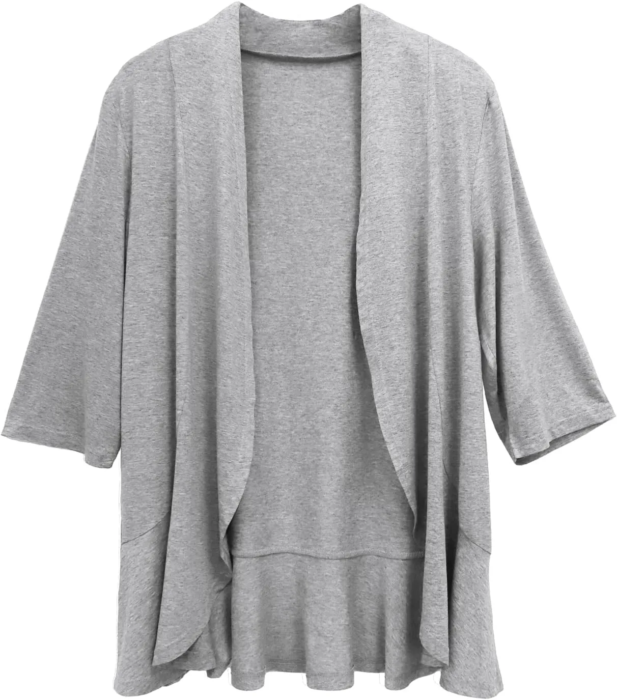 CASURESS Women's Casual Lightweight Open Front Cardigans Soft Draped Ruffles 3/4 Sleeve Cardigan