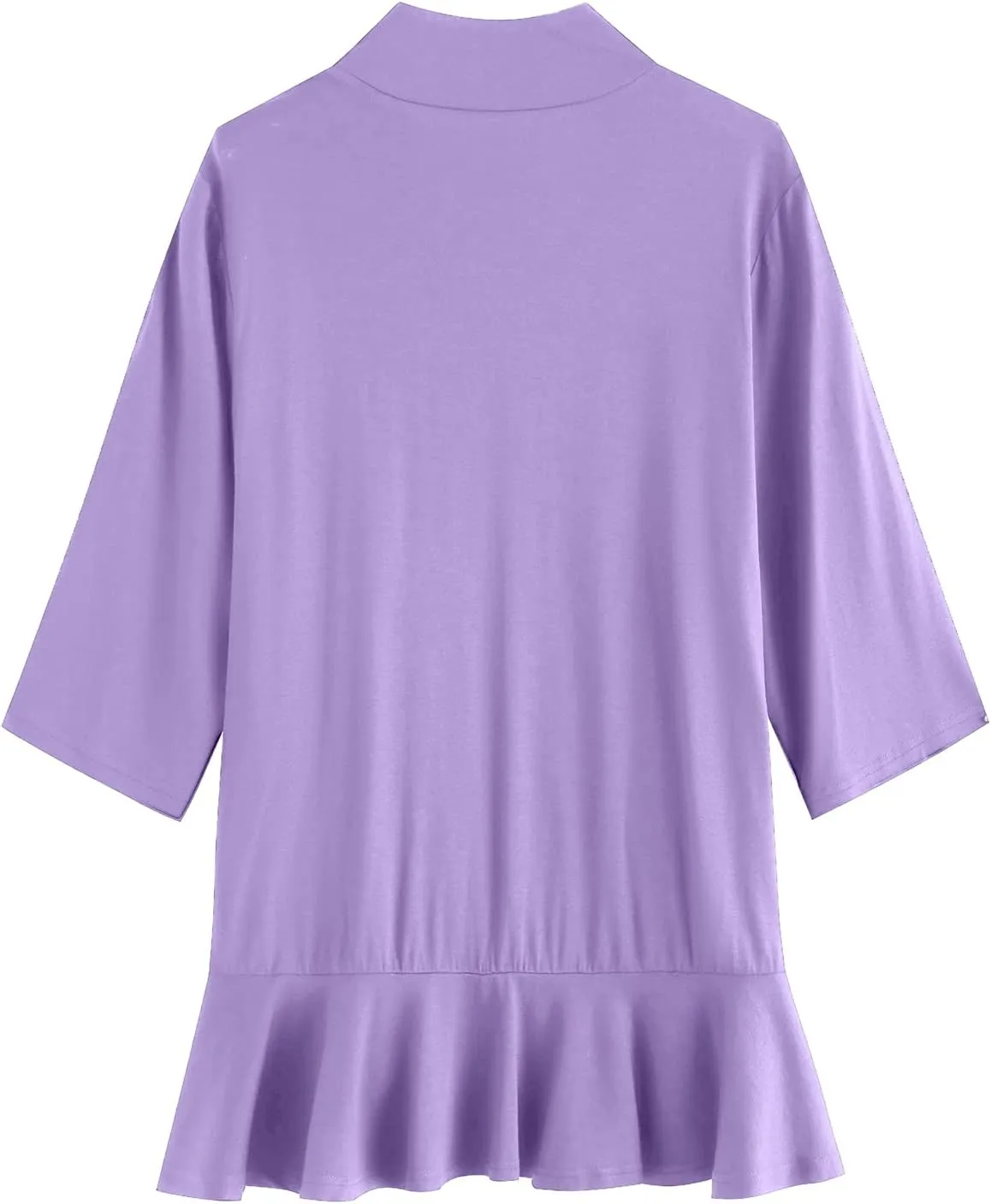 CASURESS Women's Casual Lightweight Open Front Cardigans Soft Draped Ruffles 3/4 Sleeve Cardigan