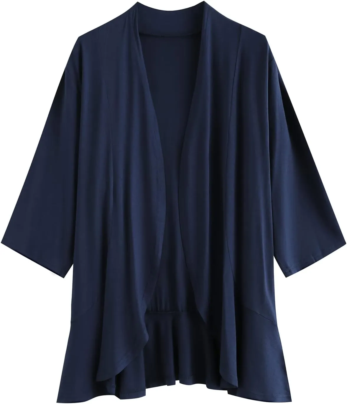 CASURESS Women's Casual Lightweight Open Front Cardigans Soft Draped Ruffles 3/4 Sleeve Cardigan