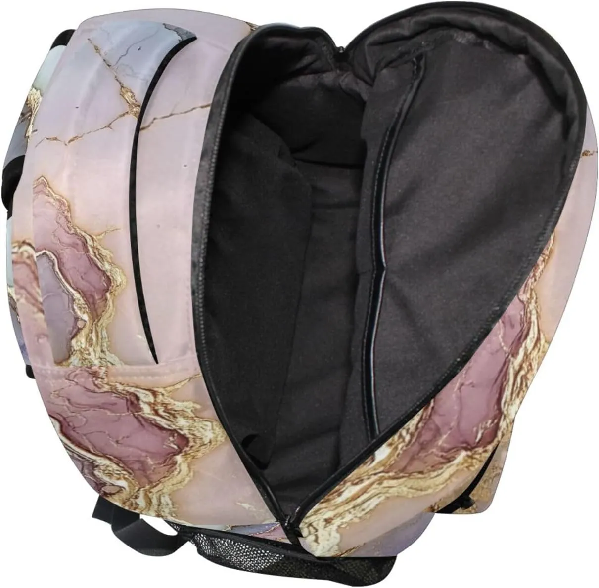 Cool Backpacks for Unisex Adult Fashion School Bag with Chest Strap Gift Men & Women Marble Blush Neutral