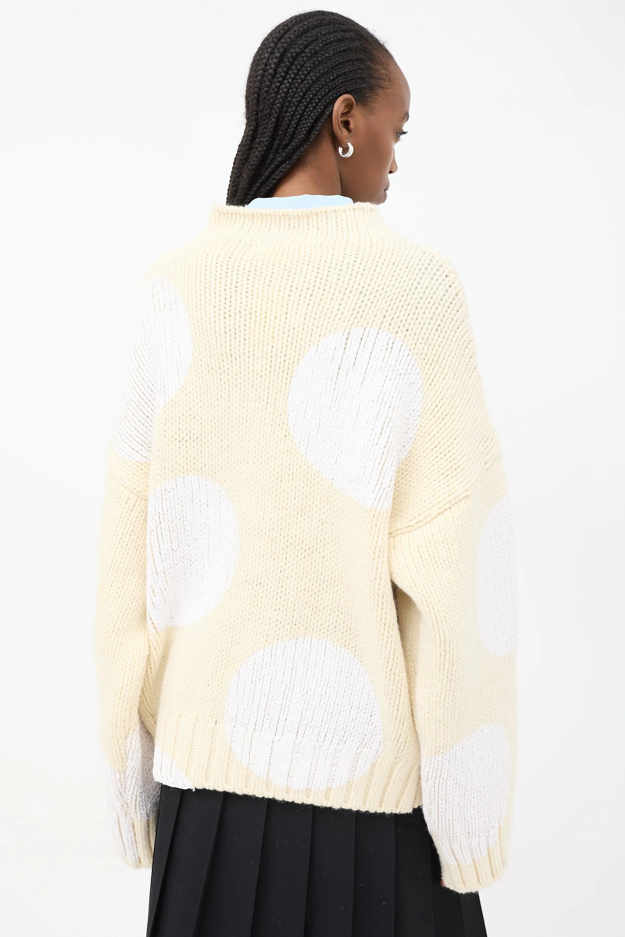 Cream & White Wool Painted Polka Dot Sweater