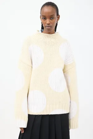 Cream & White Wool Painted Polka Dot Sweater
