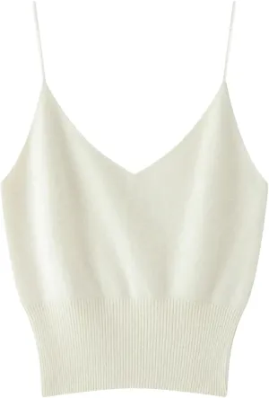 DBFBDTU Women Cashmere Vest Sleeveless Tank Tops Female Short Solid Soft V-Neck Camisole