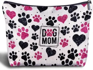 Dog Mom Gifts, Dog Makeup Bag, Cosmetic Bag for Women, Neutral Floral Pattern, Travel Organizer