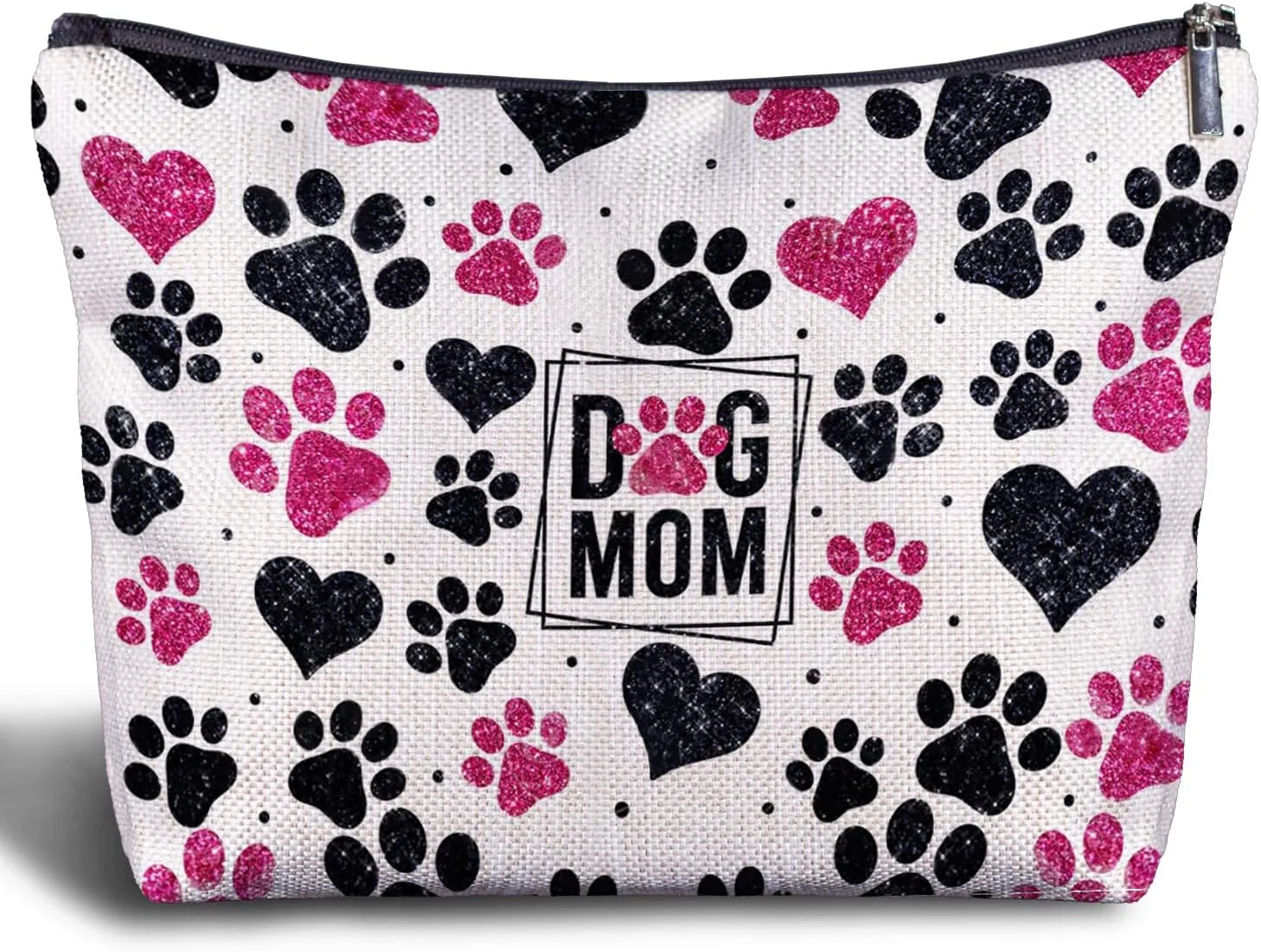 Dog Mom Gifts, Dog Makeup Bag, Cosmetic Bag for Women, Neutral Floral Pattern, Travel Organizer