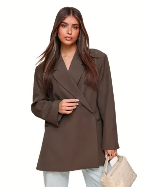 Donkerbruine Vierkante Oversized - Blazer