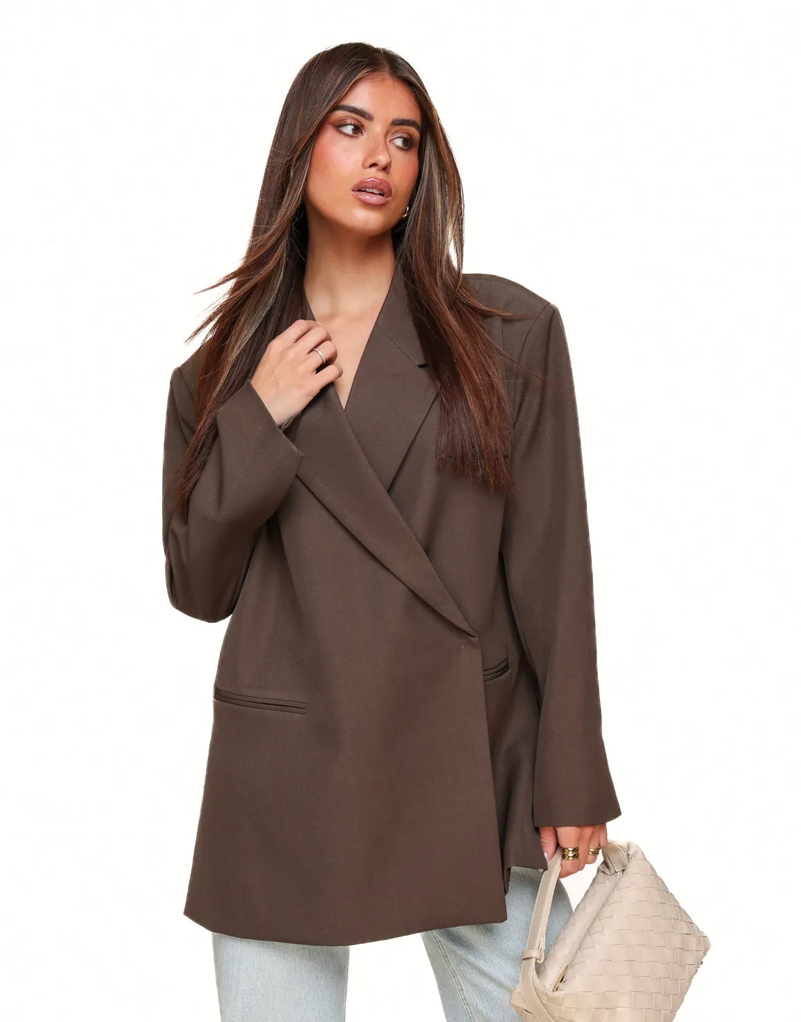 Donkerbruine Vierkante Oversized - Blazer