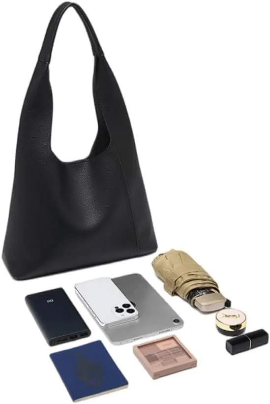 Ethical Vegan Leather Slouchy Hobo & Tote Bags for Women - 2 Pcs Casual Chic Shoulder Purses