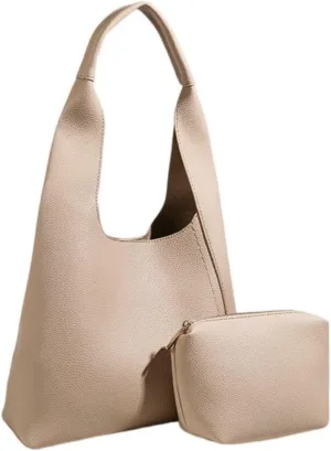 Ethical Vegan Leather Slouchy Hobo & Tote Bags for Women - 2 Pcs Casual Chic Shoulder Purses