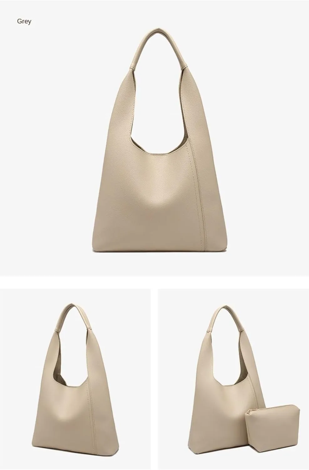 Ethical Vegan Leather Slouchy Hobo & Tote Bags for Women - 2 Pcs Casual Chic Shoulder Purses