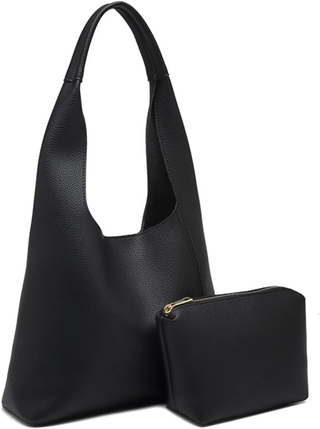Ethical Vegan Leather Slouchy Hobo & Tote Bags for Women - 2 Pcs Casual Chic Shoulder Purses