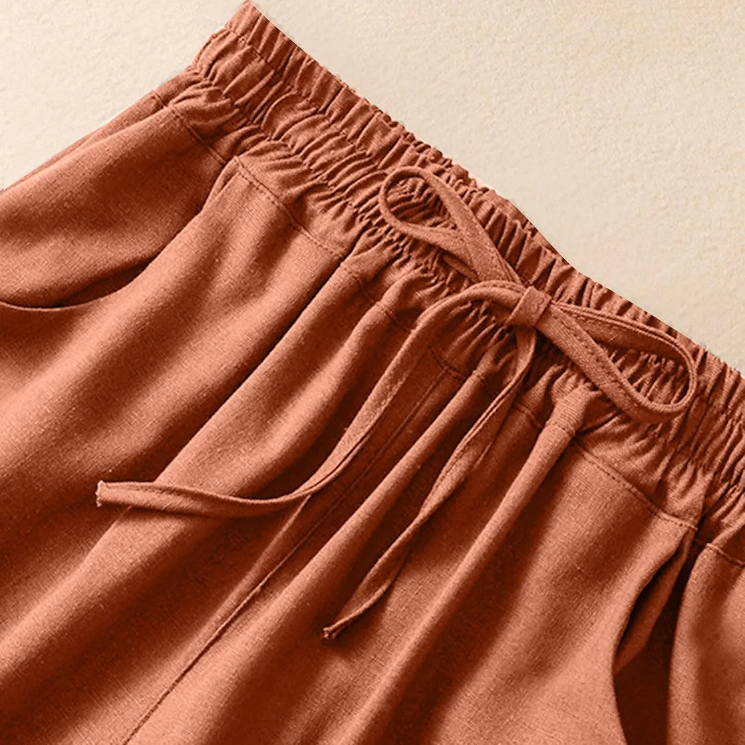FZYLQY Womens Palazzo Pants Elastic High Waisted Casual Pants Summer Linen Wide Leg Lounge Trousers Yoga Sporty Joggers