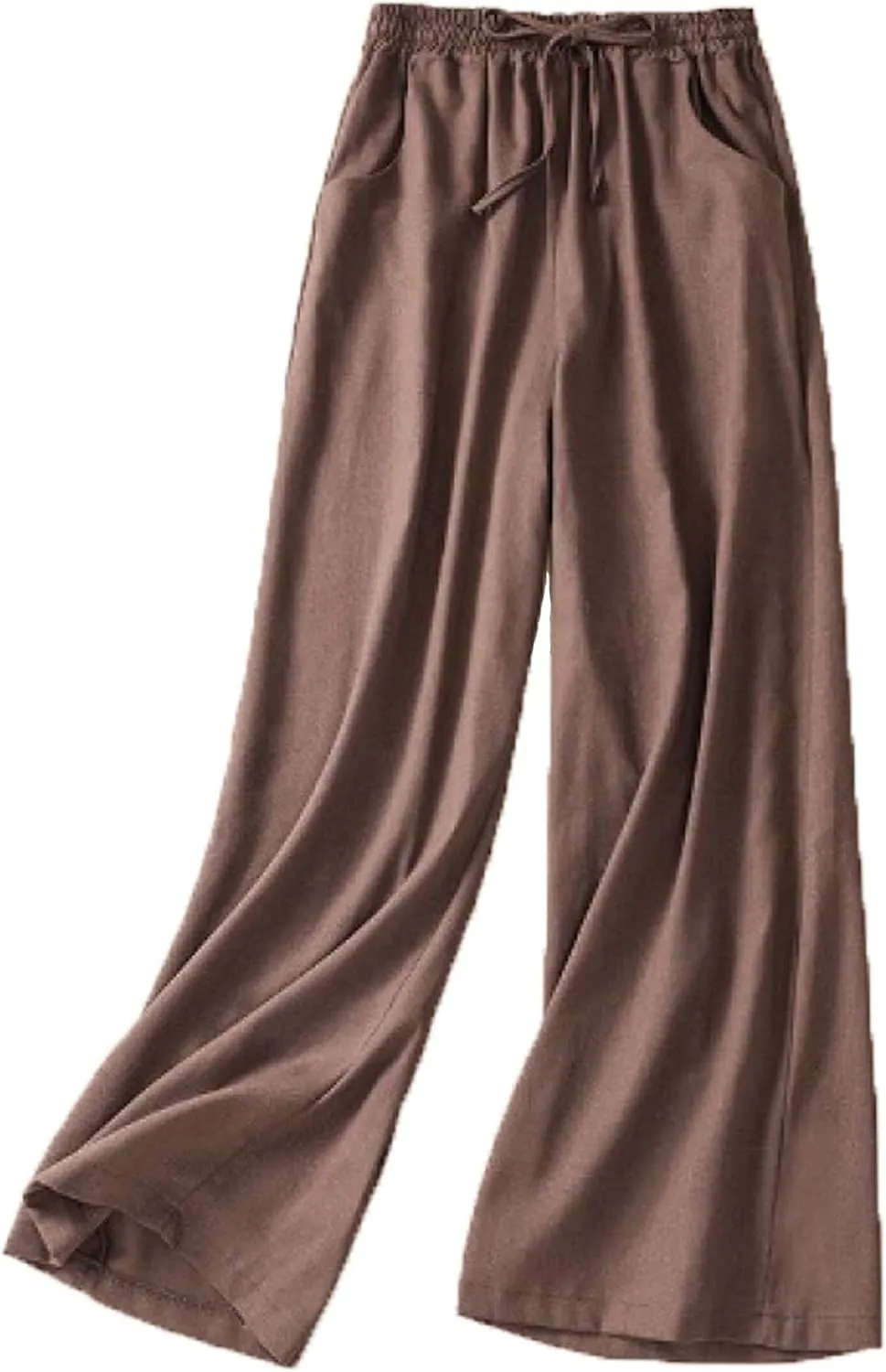 FZYLQY Womens Palazzo Pants Elastic High Waisted Casual Pants Summer Linen Wide Leg Lounge Trousers Yoga Sporty Joggers