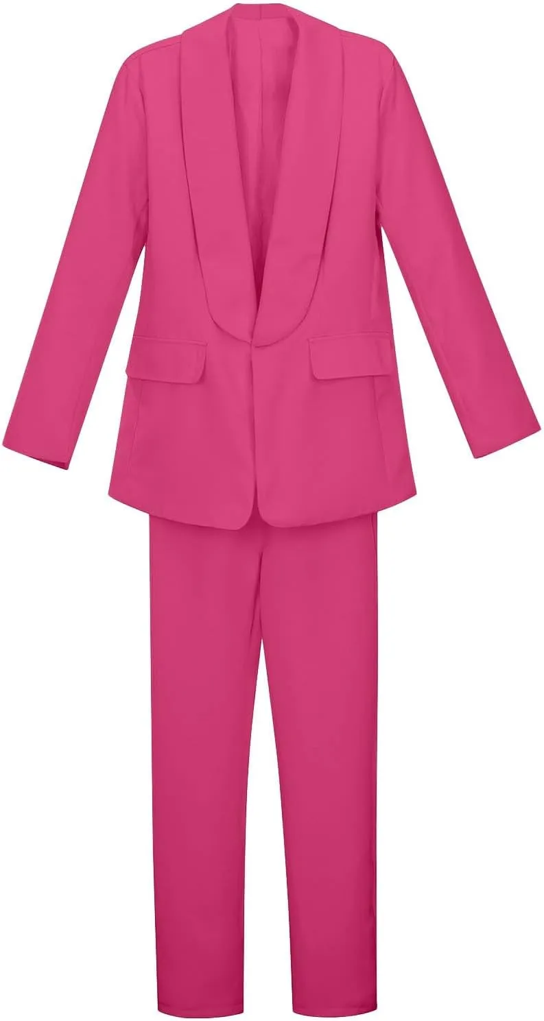 Girls' 2-Piece Fashion Suit Set Casual Blazer and Pants Long Sleeve Lapel Collar Blazer Jacket with Pant Outfit Sets