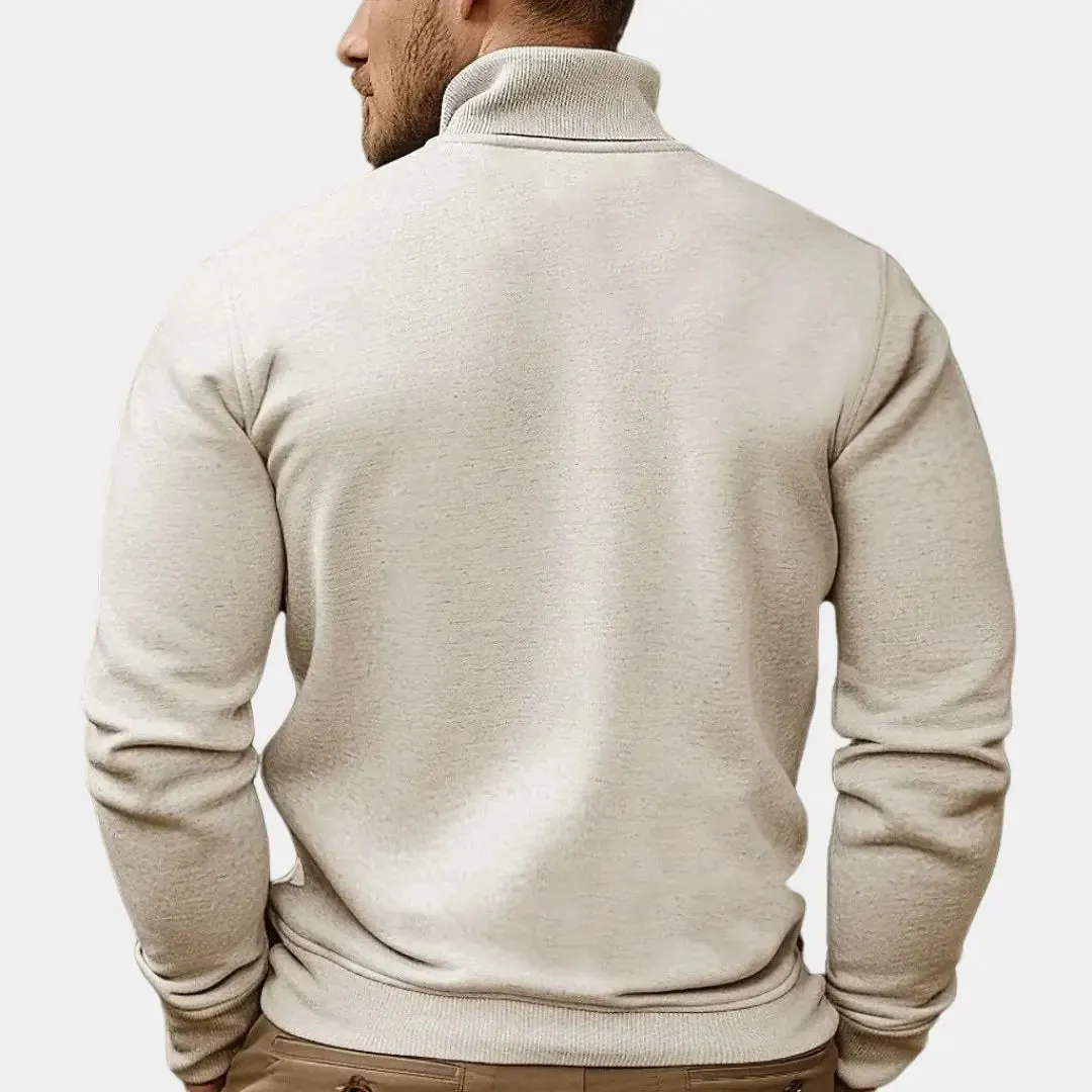 Half Zip Knitwear Solid Color Cardigan Sweater - Cross & Crown